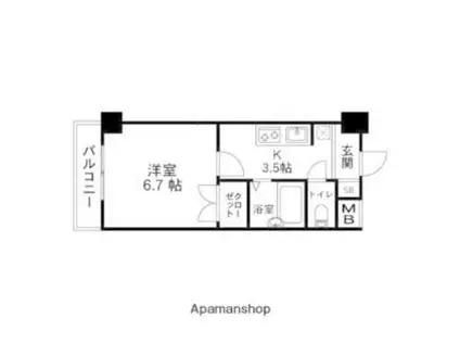 アンジュ市名坂(1K/2階)の間取り写真