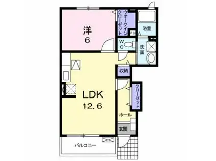 ヴァーサKS I(1LDK/1階)の間取り写真