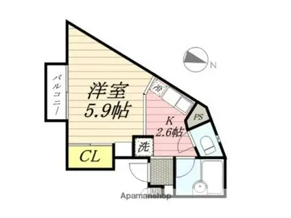 レジデンス八乙女(ワンルーム/2階)の間取り写真