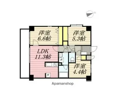 カルトセゾン鶴ヶ谷東(3LDK/6階)の間取り写真