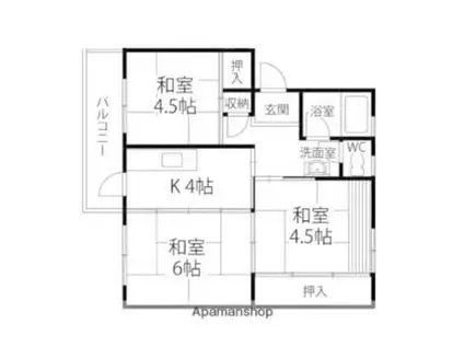 将監団地一街区(3K/4階)の間取り写真