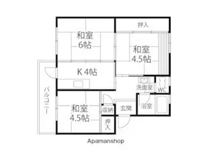 将監団地一街区(3K/4階)の間取り写真