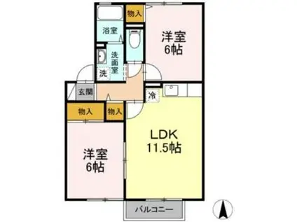 亜津貴3番館(2LDK/1階)の間取り写真