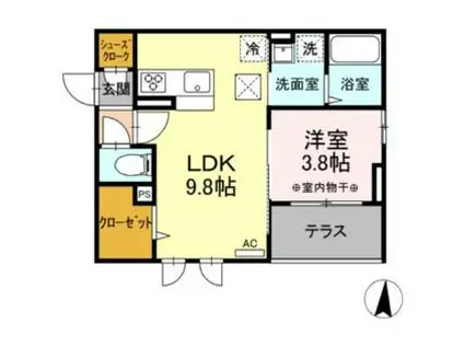 DーROOM柏木三丁目(1LDK/1階)の間取り写真