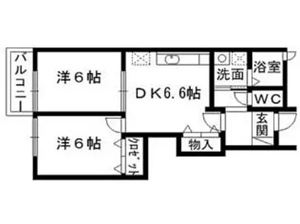 シャンモンターニュ I(2DK/1階)の間取り写真