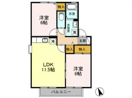 JR東北本線 南仙台駅 徒歩24分 2階建 築25年(2LDK/2階)の間取り写真