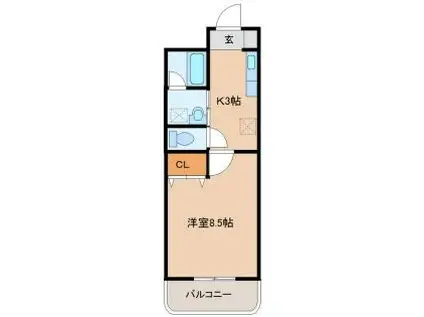 JR東北本線 塩釜駅 徒歩10分 5階建 築21年(1K/4階)の間取り写真