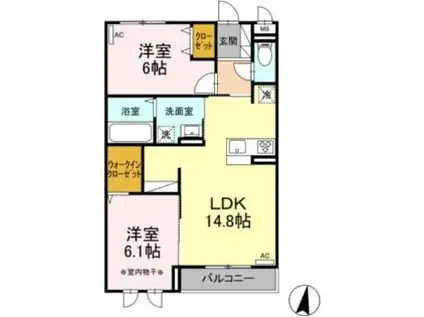 D-ROOM利府(2LDK/3階)の間取り写真