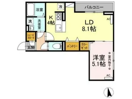 D-ROOM南材木町(1LDK/3階)の間取り写真