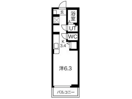 M.CREST(1K/3階)の間取り写真