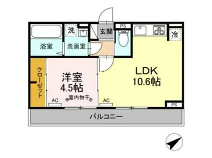 DーROOM新中道(1LDK/3階)の間取り写真