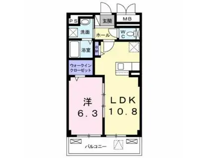 ドゥ・セードル利府(1LDK/3階)の間取り写真