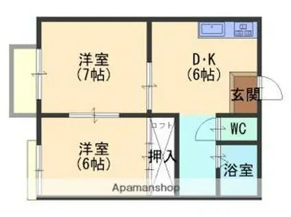 フレンドパーク福沼(2DK/2階)の間取り写真