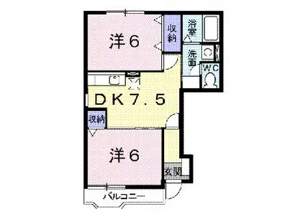 ソレイユ21A(2DK/1階)の間取り写真