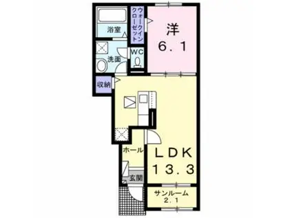 HAPPINESS HOUSE(1LDK/1階)の間取り写真