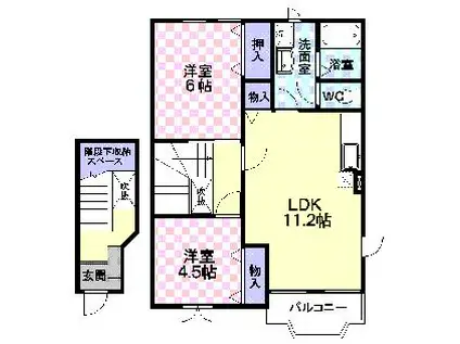 アスペンベールC(2LDK/2階)の間取り写真