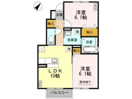 D-ROOM島西(2LDK/1階)の間取り写真