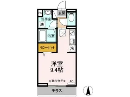 メゾン新山(ワンルーム/1階)の間取り写真