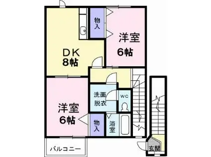 エスペランサNO2(2DK/2階)の間取り写真