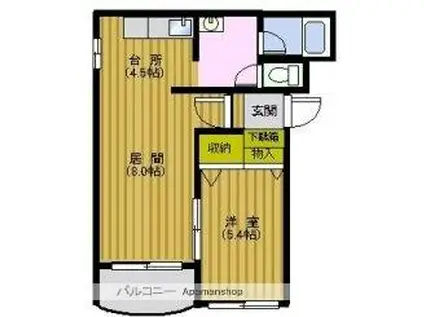 JR奥羽本線 米沢駅 徒歩20分 3階建 築20年(1LDK/3階)の間取り写真