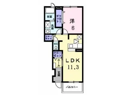 八山田カームリー(1LDK/1階)の間取り写真