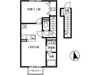 ルミエールタキタ(1LDK/2階)の間取り写真