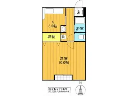 JR東北新幹線 郡山駅(福島) バス乗車時間：15分 八山田バス停で下車 徒歩6分 2階建 築28年(1K/1階)の間取り写真