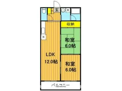 JR東北新幹線 郡山駅(福島) 徒歩10分 6階建 築36年(2LDK/5階)の間取り写真