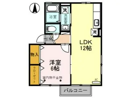 JR東北新幹線 郡山駅(福島) バス乗車時間：30分 笹原バス停で下車 徒歩3分 2階建 築23年(1LDK/1階)の間取り写真