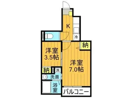 ベル・カーサまゆみ(1K/1階)の間取り写真