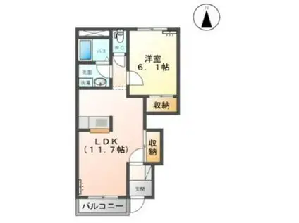 コンフォール郭内(1LDK/1階)の間取り写真