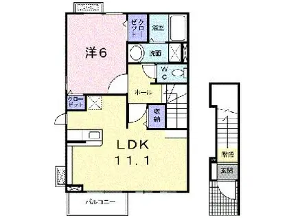 グランソレイユKO・VI(1LDK/2階)の間取り写真