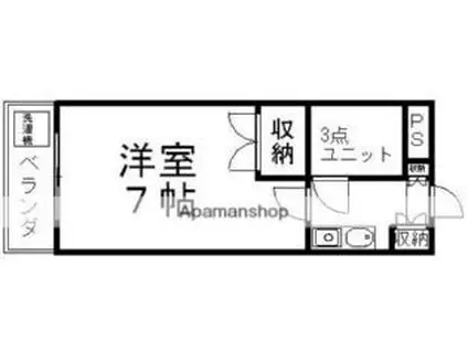 JR東北本線 古河駅 徒歩25分 5階建 築34年(1K/5階)の間取り写真