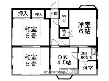 JR東北本線 古河駅 徒歩26分 2階建 築28年(3DK/1階)の間取り写真