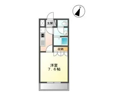 コートダジュールIN桃ヶ丘B(1K/2階)の間取り写真