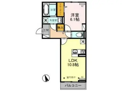 オペラハウス飯塚(1LDK/2階)の間取り写真