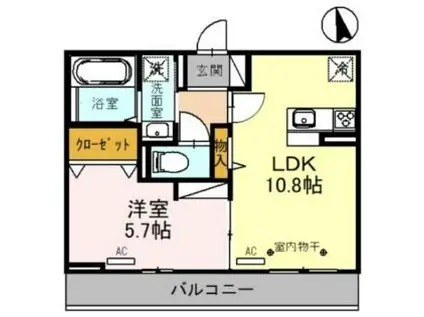 オペラハウス飯塚(1LDK/2階)の間取り写真