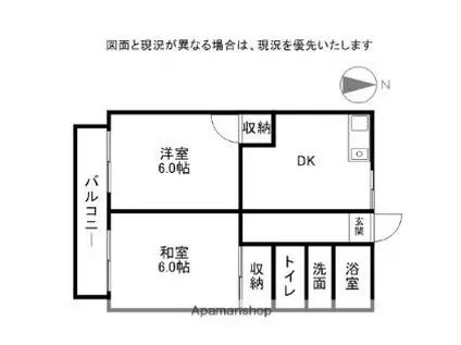 長谷川コーポ(2DK/1階)の間取り写真