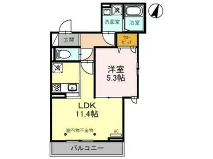 ロイヤルガーデンコート武蔵浦和(1LDK/2階)の間取り写真