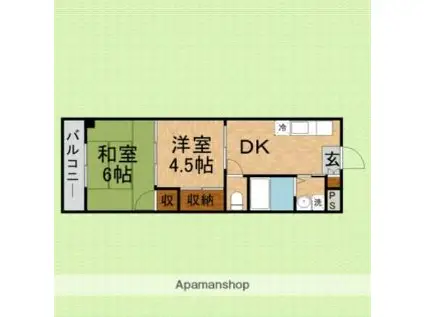 スカイハイムI(2DK/3階)の間取り写真