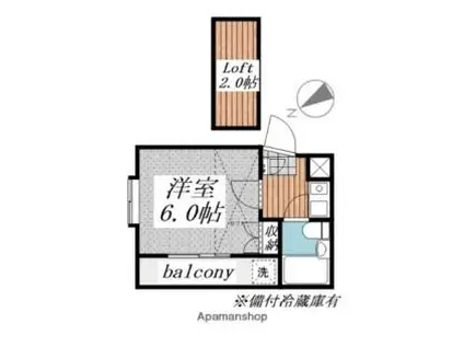 ジュネパレス新検見川第09(1K/2階)の間取り写真