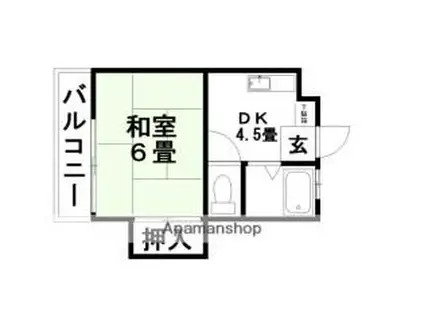 JR総武線 下総中山駅 徒歩6分 2階建 築35年(1K/1階)の間取り写真