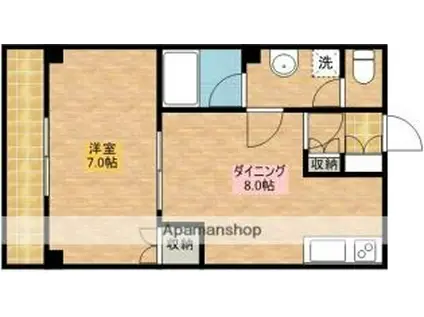 都営新宿線 本八幡駅 徒歩4分 7階建 築40年(1DK/6階)の間取り写真
