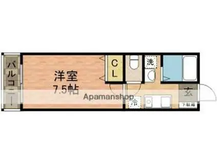 JR総武線 船橋駅 徒歩26分 3階建 築7年(1K/2階)の間取り写真