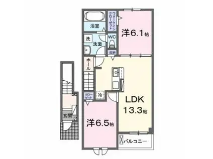 ガーデニア請西(2LDK/2階)の間取り写真