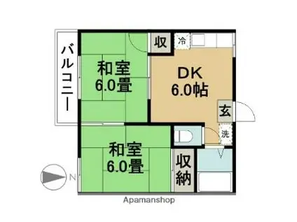 コーポミユキ(2DK/2階)の間取り写真