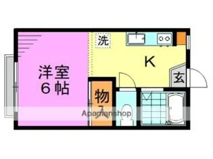 JR中央線 阿佐ケ谷駅 徒歩2分 2階建 築45年(ワンルーム/1階)の間取り写真