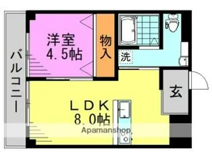 東京メトロ丸ノ内線 新高円寺駅 徒歩10分 3階建 築40年(1LDK/1階)の間取り写真