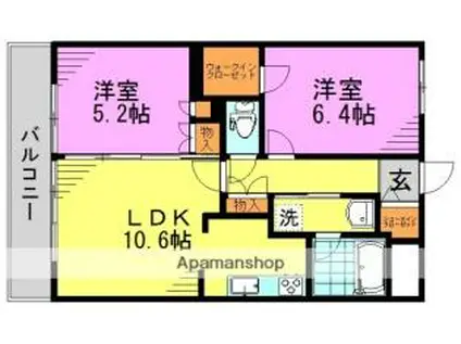 JR中央線 中野駅(東京) 徒歩8分 3階建 築12年(2LDK/1階)の間取り写真