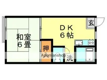 東京メトロ丸ノ内線 新高円寺駅 徒歩6分 2階建 築42年(1DK/2階)の間取り写真